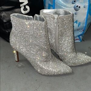 Gianni Bini Sparkling Silver Heeled Boots